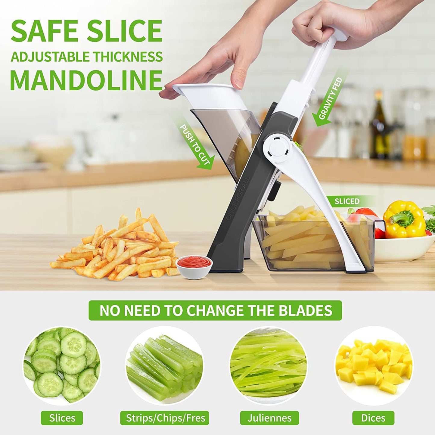 Adjustable Vegetable Cutter - 4-in-1 Mandoline
