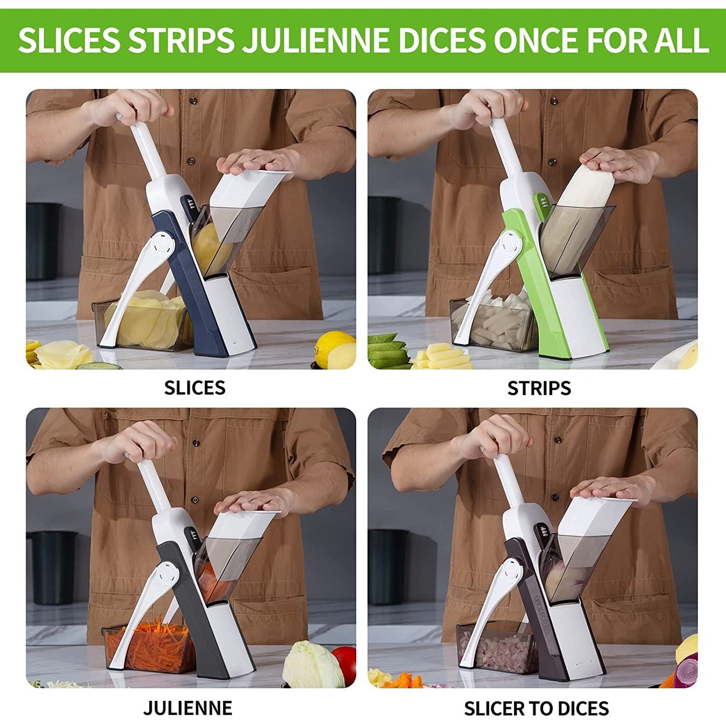 Adjustable Vegetable Cutter - 4-in-1 Mandoline